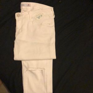 Skinny Distressed White Pants